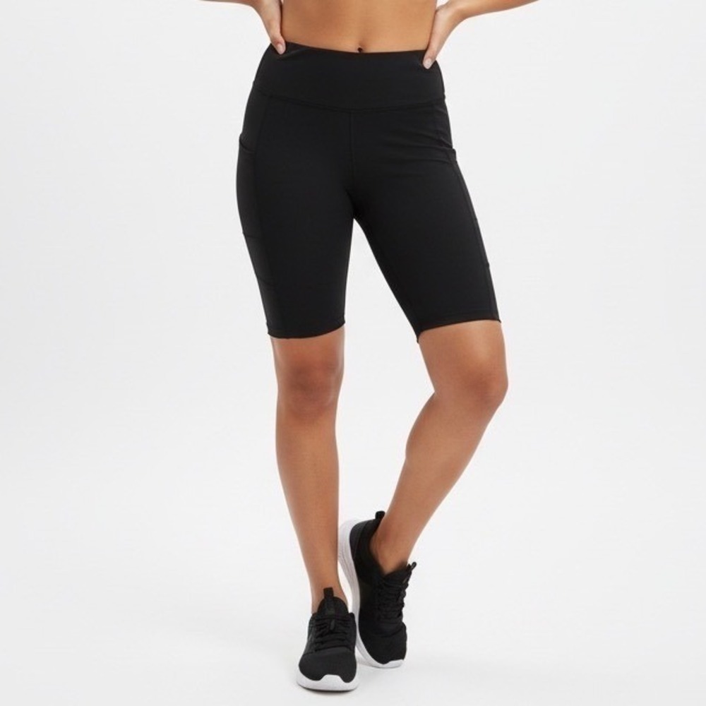Baleaf Biker Shorts Womens XL Black Stretch Side Pockets Elastic High Waisted